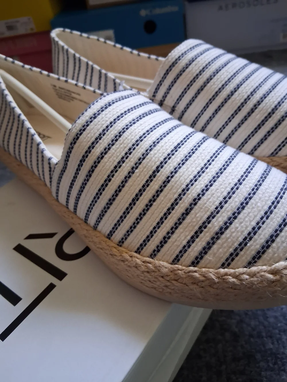 Esprit Striped Canvas Espadrilles - Navy & Cream